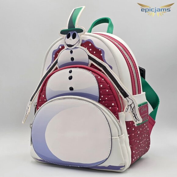 Loungefly The Nightmare Before Christmas Snowman Jack Skellington Mini Backpack - Picture 3 of 5
